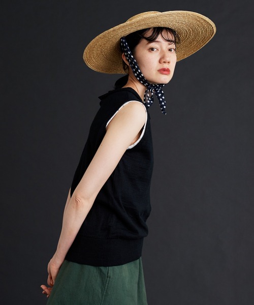 Malle（マル）の「malle ラミー/コットン　衿レース編み　ノースリプルオーバー（ニット/セーター・レディース・ライトグレー/ブラック/ベージュ・FREE）」の18枚目の写真