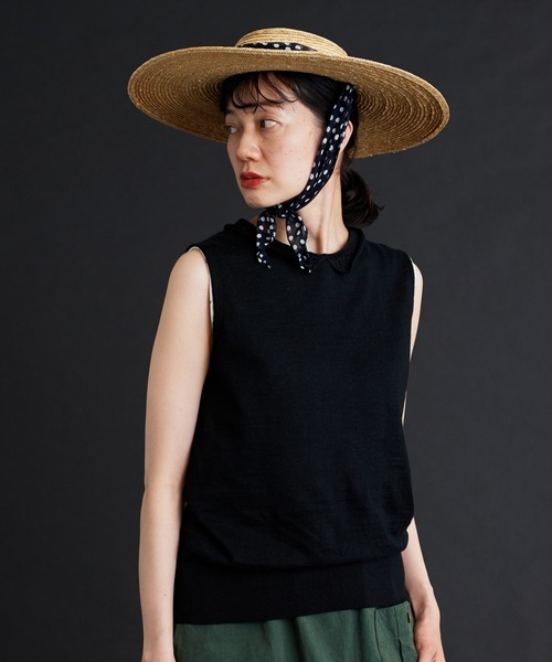 Malle（マル）の「malle ラミー/コットン　衿レース編み　ノースリプルオーバー（ニット/セーター・レディース・ライトグレー/ブラック/ベージュ・FREE）」の16枚目の写真