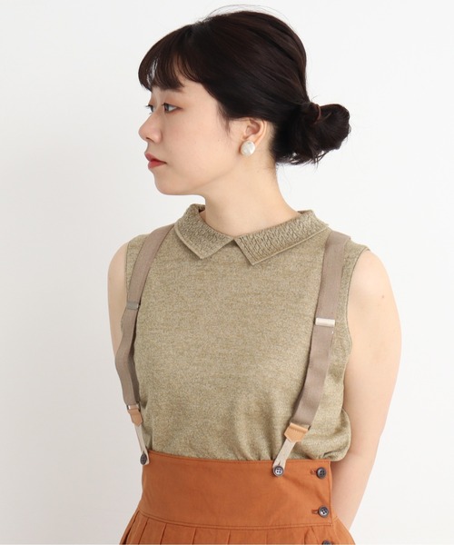 Malle（マル）の「malle ラミー/コットン　衿レース編み　ノースリプルオーバー（ニット/セーター・レディース・ライトグレー/ブラック/ベージュ・FREE）」の13枚目の写真