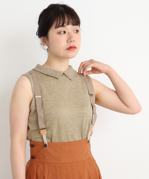 Malle（マル）の「malle ラミー/コットン　衿レース編み　ノースリプルオーバー（ニット/セーター・レディース・ライトグレー/ブラック/ベージュ・FREE）」の11枚目の写真