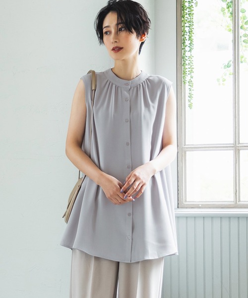 coca(coca)(コカ)の「エステルクロスノースリーブブラウス(シャツ/ブラウス・レディース・ホワイト/ライトブルー/ブラック・M/L)」の3枚目の写真