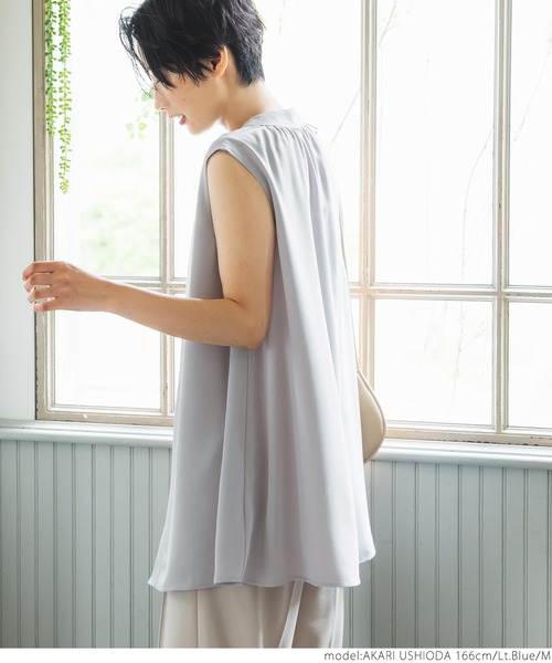 coca(coca)(コカ)の「エステルクロスノースリーブブラウス(シャツ/ブラウス・レディース・ホワイト/ライトブルー/ブラック・M/L)」の17枚目の写真