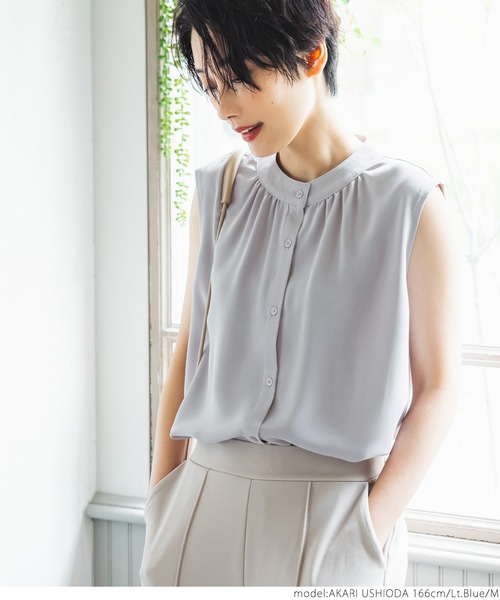 coca(coca)(コカ)の「エステルクロスノースリーブブラウス(シャツ/ブラウス・レディース・ホワイト/ライトブルー/ブラック・M/L)」の21枚目の写真