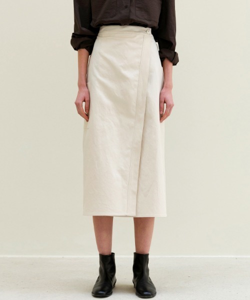 Moia(モイア)の「【Moia】WRAP SKIRT / モイア コットン リネン ラップ スカート(スカート・レディース・アイボリー・SMALL/MEDIUM)」の1枚目の写真