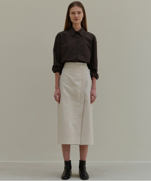 Moia(モイア)の「【Moia】WRAP SKIRT / モイア コットン リネン ラップ スカート(スカート・レディース・アイボリー・SMALL/MEDIUM)」の4枚目の写真