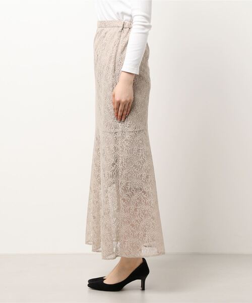 nina mew（ニーナミュウ）の「【マキシ丈】【裏地付き】マーメイドフレアレーススカート（スカート・レディース・ブラック/ベージュ・FREE）」の3枚目の写真