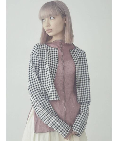 merry jenny（メリージェニー）の「ギンガムスナップカーディガン（カーディガン/ボレロ・レディース・ブラック/グリーン・FREE）」の8枚目の写真