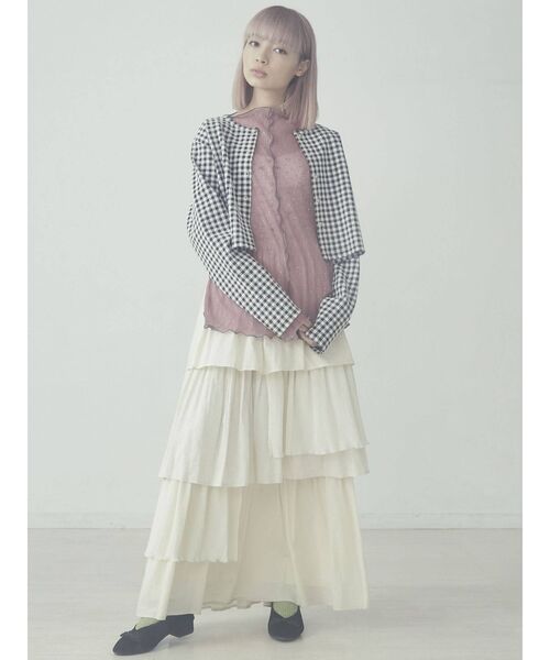 merry jenny（メリージェニー）の「ギンガムスナップカーディガン（カーディガン/ボレロ・レディース・ブラック/グリーン・FREE）」の12枚目の写真