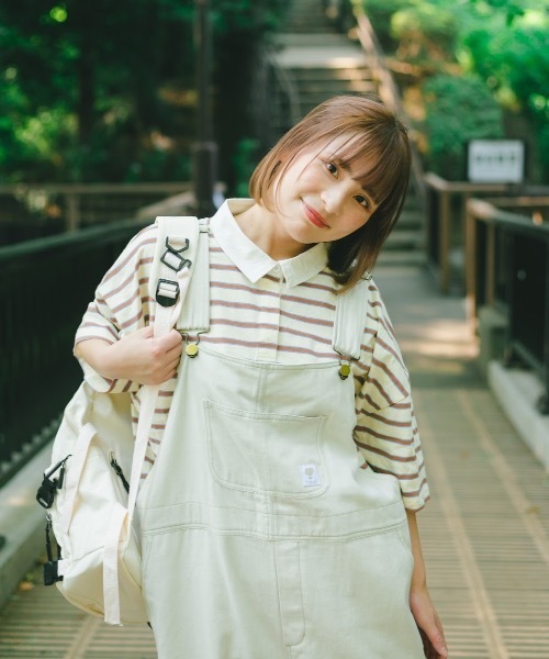 nemne store(ネンネストア)の「おひさまの香るボーダーラガーシャツ(Tシャツ/カットソー・レディース・カーキ/イエロー/モカ・フリー)」の2枚目の写真
