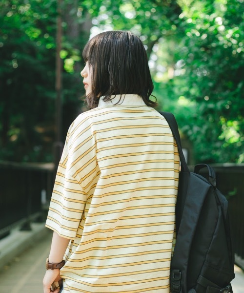 nemne store(ネンネストア)の「おひさまの香るボーダーラガーシャツ(Tシャツ/カットソー・レディース・カーキ/イエロー/モカ・フリー)」の16枚目の写真