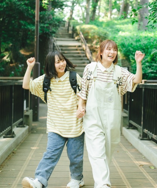 nemne store(ネンネストア)の「おひさまの香るボーダーラガーシャツ(Tシャツ/カットソー・レディース・カーキ/イエロー/モカ・フリー)」の6枚目の写真
