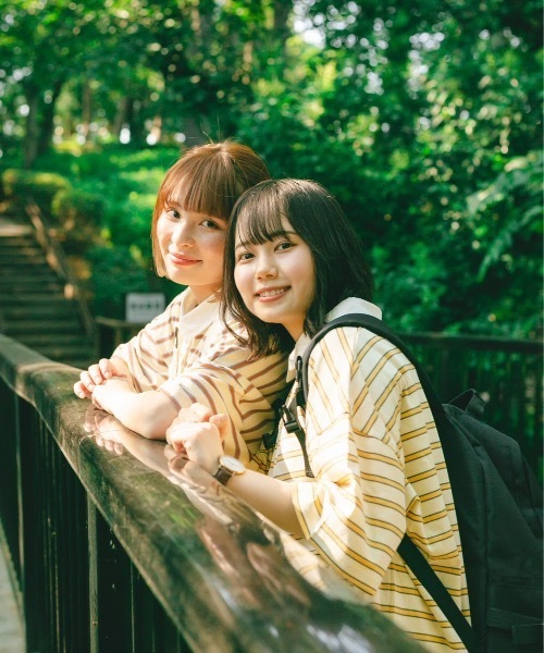 nemne store(ネンネストア)の「おひさまの香るボーダーラガーシャツ(Tシャツ/カットソー・レディース・カーキ/イエロー/モカ・フリー)」の4枚目の写真