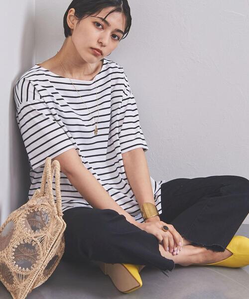 UNITED ARROWS（ユナイテッドアローズ）の「UWSC ボーダー ショートスリーブ カットソー◆（Tシャツ/カットソー・レディース・ブラック/イエロー/ロイヤルブルー・FREE）」の2枚目の写真