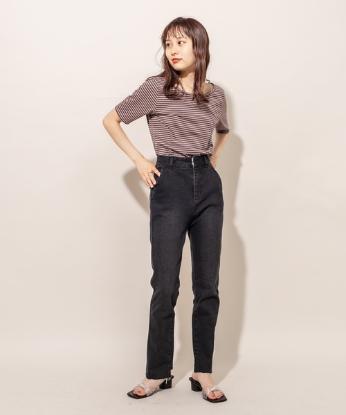 mline（エムライン）の「[mline] WEB限定 チビTシャツ（Tシャツ/カットソー・レディース・チャコールグレー/ブラック/オフホワイト/ピンク/ライム・FREE）」の9枚目の写真