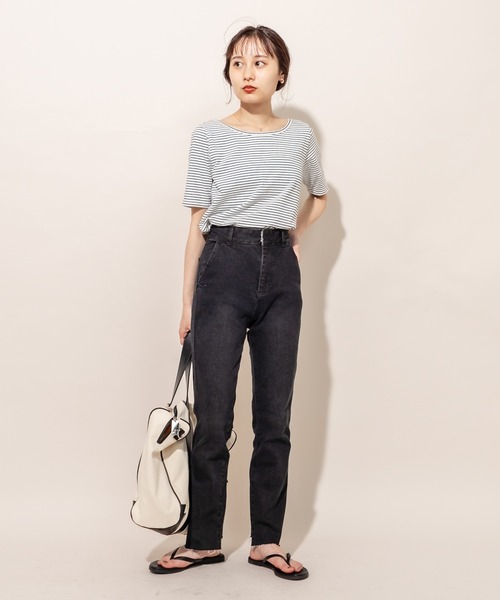 mline（エムライン）の「[mline] WEB限定 チビTシャツ（Tシャツ/カットソー・レディース・チャコールグレー/ブラック/オフホワイト/ピンク/ライム・FREE）」の12枚目の写真