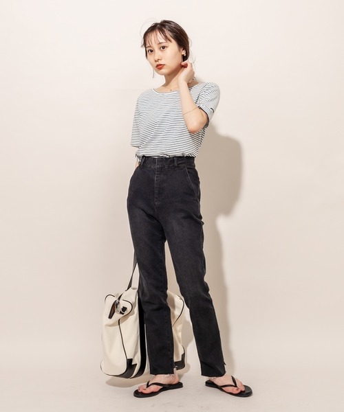 mline（エムライン）の「[mline] WEB限定 チビTシャツ（Tシャツ/カットソー・レディース・チャコールグレー/ブラック/オフホワイト/ピンク/ライム・FREE）」の13枚目の写真