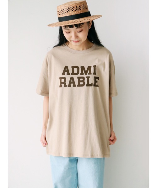 Samansa Mos2（サマンサ モスモス）の「ロゴプリントTシャツ（Tシャツ/カットソー・レディース・ブラウン/キナリ/ミント/オフホワイト/チャコール/ベージュ・ﾌﾘ-）」の5枚目の写真