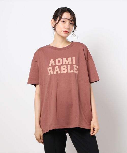 Samansa Mos2（サマンサ モスモス）の「ロゴプリントTシャツ（Tシャツ/カットソー・レディース・ブラウン/キナリ/ミント/オフホワイト/チャコール/ベージュ・ﾌﾘ-）」の4枚目の写真