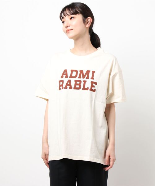 Samansa Mos2（サマンサ モスモス）の「ロゴプリントTシャツ（Tシャツ/カットソー・レディース・ブラウン/キナリ/ミント/オフホワイト/チャコール/ベージュ・ﾌﾘ-）」の9枚目の写真