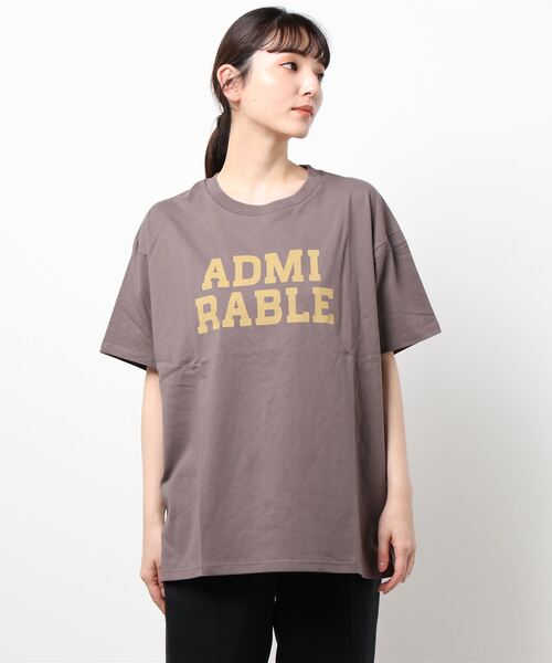 Samansa Mos2（サマンサ モスモス）の「ロゴプリントTシャツ（Tシャツ/カットソー・レディース・ブラウン/キナリ/ミント/オフホワイト/チャコール/ベージュ・ﾌﾘ-）」の12枚目の写真