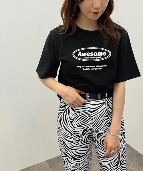 apres jour mignon（アプレジュールミニョン）の「シュエットサイズアソートＴシャツ２【ZOZOTOWN限定アイテム】（Tシャツ/カットソー・レディース・オフホワイト/ブラック系その他2/ホワイト系その他2/ブラック/グリーン/ブラック系その他/パープル/ホワイト系その他3・フリー/X-LARGE）」の5枚目の写真