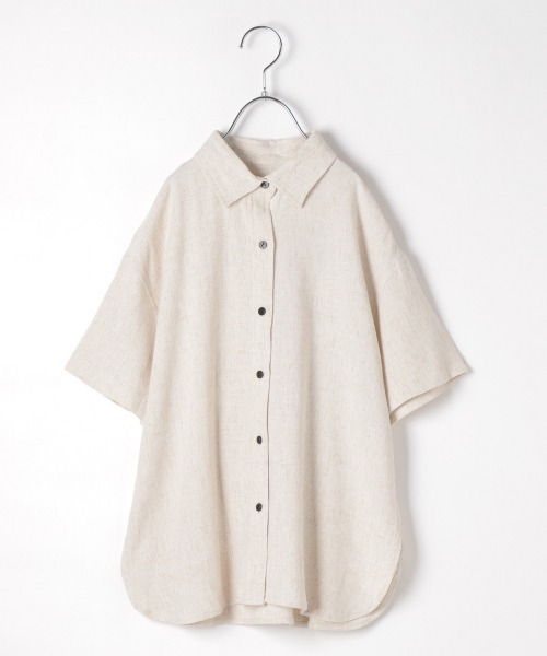 JEANASIS(ジーナシス)の「【KIDS】リネンレギュラーシャツSS/215269(シャツ/ブラウス・キッズ・チャコールグレー/アイボリー/マスタード・120/140)」の2枚目の写真