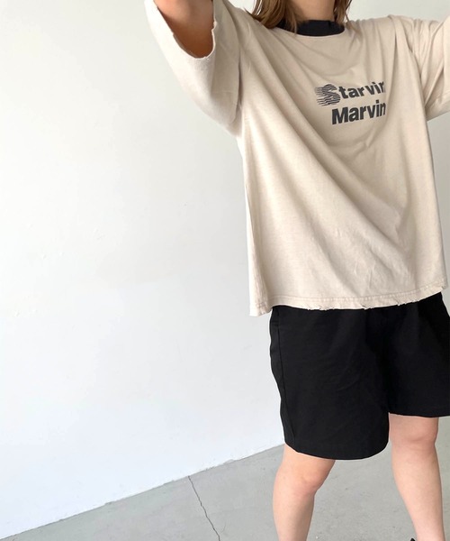 CANAL JEAN（キャナルジーン）の「via j(ヴィアジェイ) "STARVIN MARVIN"リンガー半袖Tシャツ（Tシャツ/カットソー・レディース・ベージュ/アイボリー・ONE SIZE）」の7枚目の写真