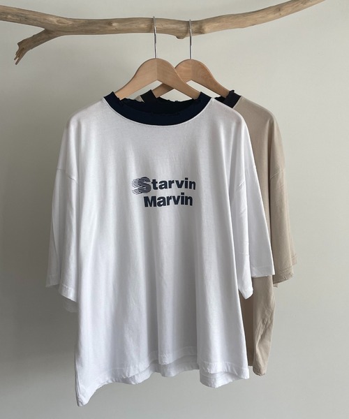 CANAL JEAN（キャナルジーン）の「via j(ヴィアジェイ) "STARVIN MARVIN"リンガー半袖Tシャツ（Tシャツ/カットソー・レディース・ベージュ/アイボリー・ONE SIZE）」の10枚目の写真