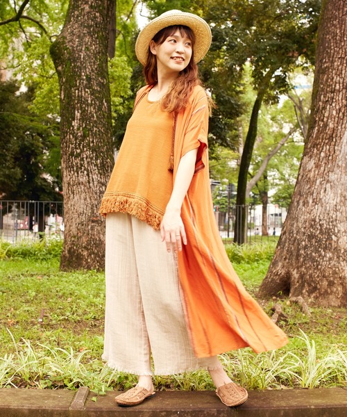 チャイハネ(チャイハネ)の「【チャイハネ】ストライプ織りワンピース(シャツワンピース・レディース・ホワイト/オレンジ/ブルー・FREE)」の19枚目の写真