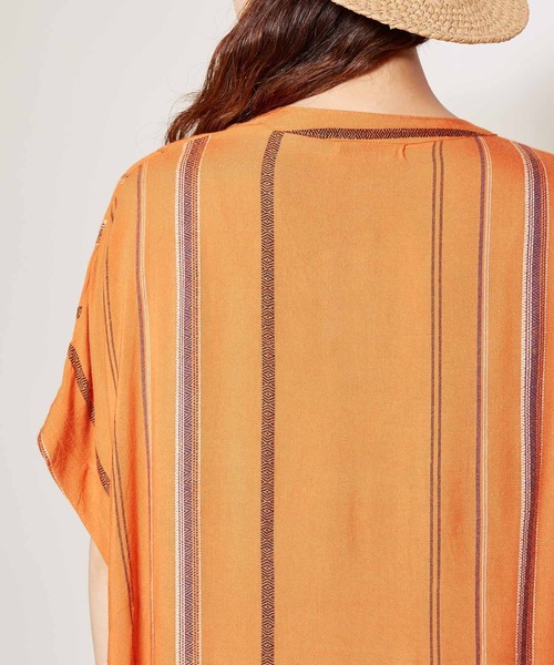 チャイハネ(チャイハネ)の「【チャイハネ】ストライプ織りワンピース(シャツワンピース・レディース・ホワイト/オレンジ/ブルー・FREE)」の13枚目の写真