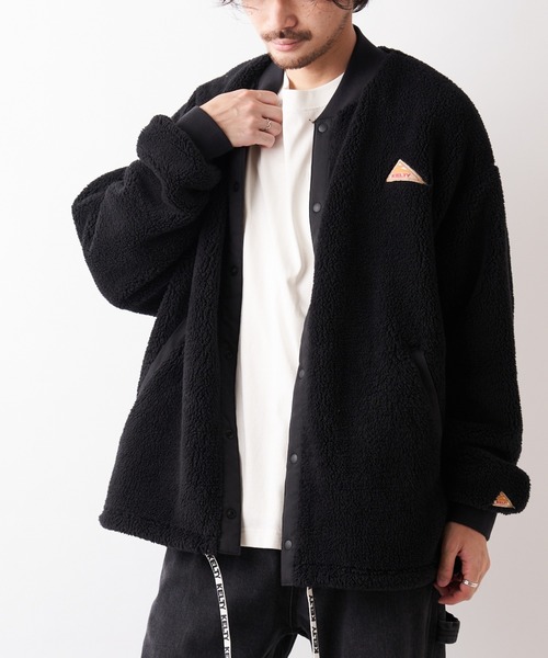 KELTY（ケルティ）の「【ZOZOTOWN限定】【KELTY/ケルティ】別注フロントスナップレトロフリースカーディガン（ノーカラージャケット・メンズ・アイボリー/ベージュ/ブラック/ネイビー・SMALL/MEDIUM/X-LARGE/LARGE）」の3枚目の写真