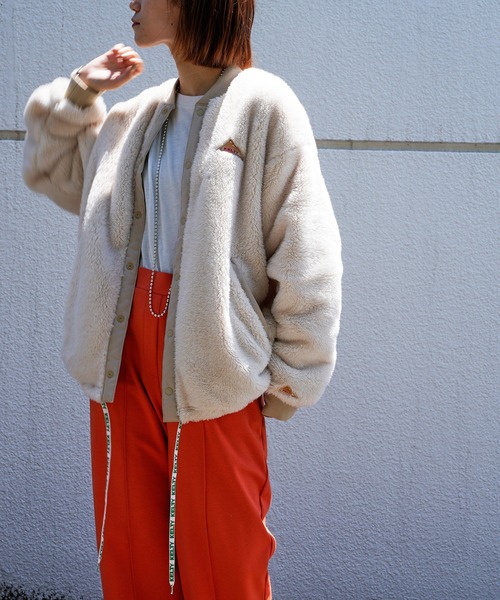 KELTY（ケルティ）の「【ZOZOTOWN限定】【KELTY/ケルティ】別注フロントスナップレトロフリースカーディガン（ノーカラージャケット・メンズ・アイボリー/ベージュ/ブラック/ネイビー・SMALL/MEDIUM/X-LARGE/LARGE）」の8枚目の写真