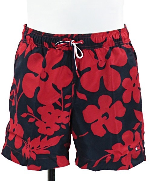 TOMMY HILFIGER（トミーヒルフィガー）の「【TOMMY HILFIGER/トミーヒルフィガー】フラワーパターン スイムショーツ（水着・メンズ・ネイビー/レッド・S/M/L）」の5枚目の写真