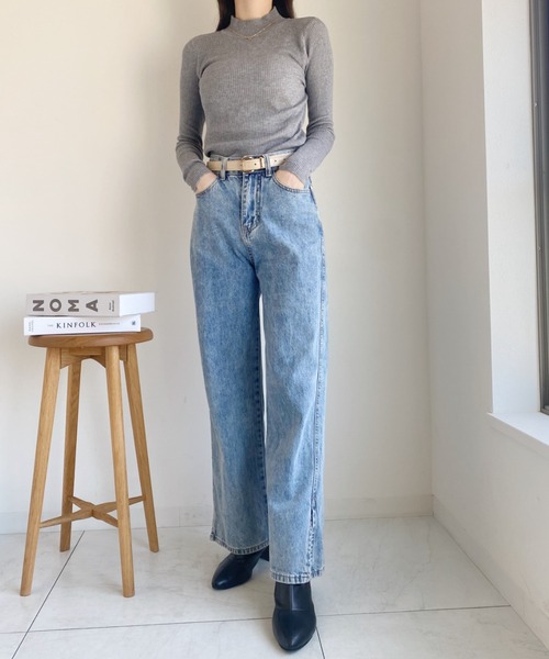 CLEA（クレア）の「ベーシックハイネックリブニット（ニット/セーター・レディース・ブラウン/グレー/ホワイト/ブラック・FREE）」の7枚目の写真