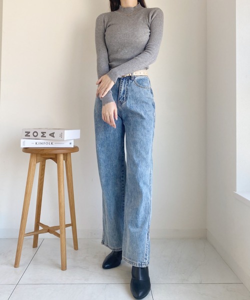 CLEA（クレア）の「ベーシックハイネックリブニット（ニット/セーター・レディース・ブラウン/グレー/ホワイト/ブラック・FREE）」の19枚目の写真