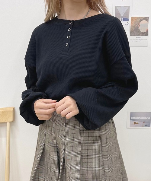 apres jour(アプレジュール)の「袖ボリュームヘンリプルオーバー【ZOZOTOWN限定アイテム】(Tシャツ/カットソー・レディース・アイボリー/モカ/グリーン/ブラック・フリー/X-LARGE)」の10枚目の写真