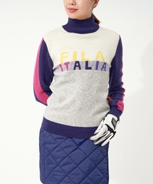 【FILA GOLF/フィラゴルフ】フロントロゴ クレイジーパターン ハイネック セーター