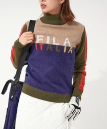 【FILA GOLF/フィラゴルフ】フロントロゴ クレイジーパターン ハイネック セーター
