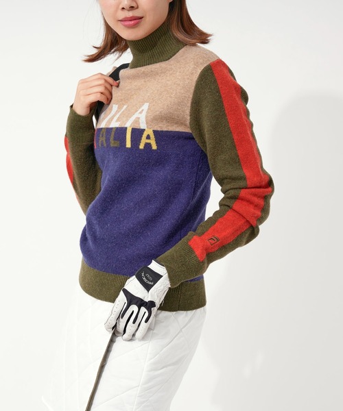 FILA(フィラ)の「【FILA GOLF/フィラゴルフ】フロントロゴ クレイジーパターン ハイネック セーター(ニット/セーター・レディース・カーキ/ブラック/ネイビー・M/LL/L)」の4枚目の写真