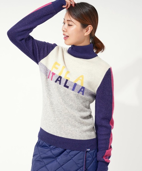 FILA(フィラ)の「【FILA GOLF/フィラゴルフ】フロントロゴ クレイジーパターン ハイネック セーター(ニット/セーター・レディース・カーキ/ブラック/ネイビー・M/LL/L)」の11枚目の写真