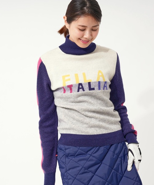 FILA(フィラ)の「【FILA GOLF/フィラゴルフ】フロントロゴ クレイジーパターン ハイネック セーター(ニット/セーター・レディース・カーキ/ブラック/ネイビー・M/LL/L)」の9枚目の写真