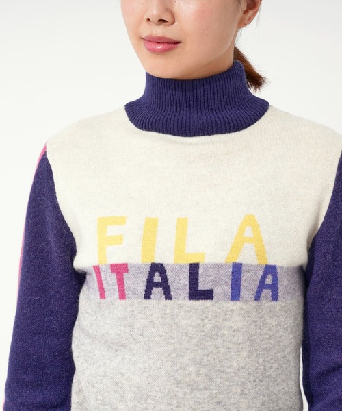 FILA(フィラ)の「【FILA GOLF/フィラゴルフ】フロントロゴ クレイジーパターン ハイネック セーター(ニット/セーター・レディース・カーキ/ブラック/ネイビー・M/LL/L)」の7枚目の写真