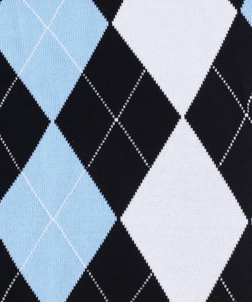 WC(ダブル シー)の「アーガイルニットカーディガン(カーディガン/ボレロ・レディース・ネイビー/サックスブルー/ブラック×ホワイト/ブラック×ブルー・FREE)」の5枚目の写真