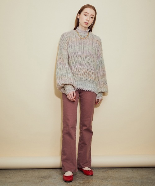 MADEMOISELLE ROPE'(マドモアゼル ロペ)の「ミックスヤーンモヘヤニット(ニット/セーター・レディース・パープル/オフホワイト・38)」の12枚目の写真