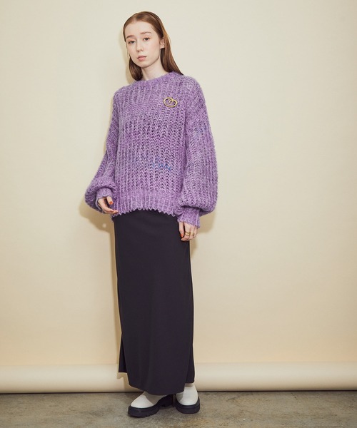 MADEMOISELLE ROPE'(マドモアゼル ロペ)の「ミックスヤーンモヘヤニット(ニット/セーター・レディース・パープル/オフホワイト・38)」の8枚目の写真