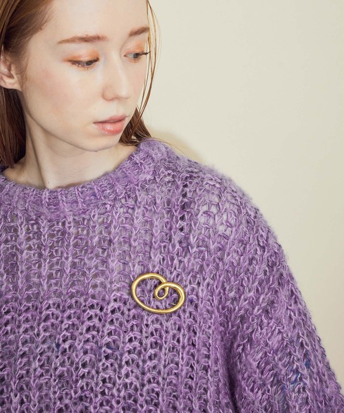 MADEMOISELLE ROPE'(マドモアゼル ロペ)の「ミックスヤーンモヘヤニット(ニット/セーター・レディース・パープル/オフホワイト・38)」の3枚目の写真