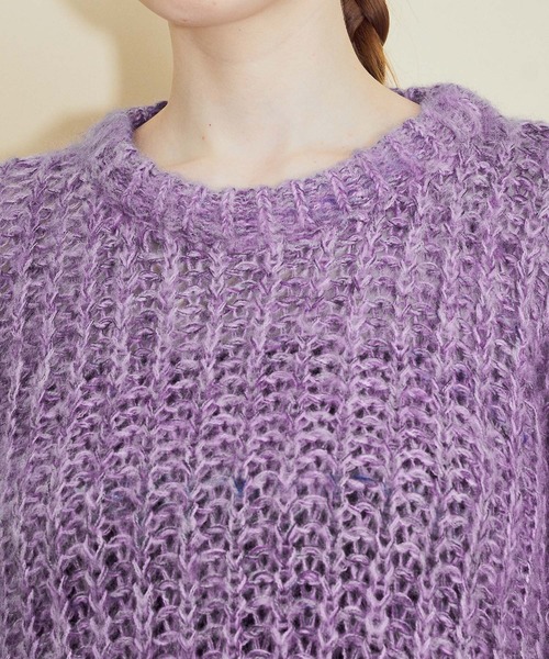 MADEMOISELLE ROPE'(マドモアゼル ロペ)の「ミックスヤーンモヘヤニット(ニット/セーター・レディース・パープル/オフホワイト・38)」の4枚目の写真