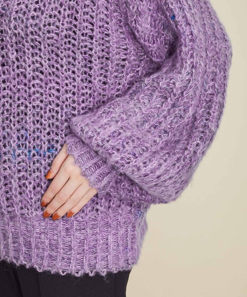 MADEMOISELLE ROPE'(マドモアゼル ロペ)の「ミックスヤーンモヘヤニット(ニット/セーター・レディース・パープル/オフホワイト・38)」の9枚目の写真