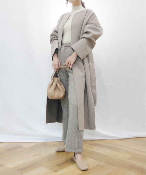 AZUL ENCANTO（アズールエンカント）の「ダブルフェイスノーカラーコート（その他アウター・レディース・ベージュ/ブラウン/グレー/アイボリー・FREE）」の6枚目の写真