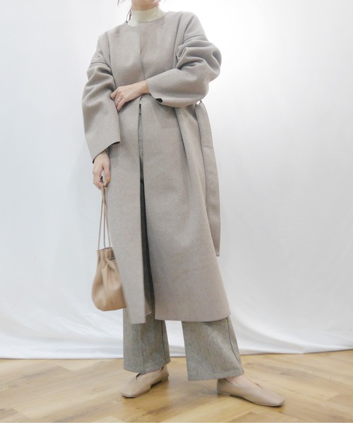 AZUL ENCANTO（アズールエンカント）の「ダブルフェイスノーカラーコート（その他アウター・レディース・ベージュ/ブラウン/グレー/アイボリー・FREE）」の16枚目の写真